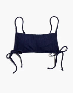 Madewell Second Wave Ribbed Side-Tie Bikini Top -Madewell Sales NA722 BL8787 ld