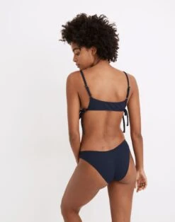 Madewell Second Wave Ribbed Curved-Waist Bikini Bottom -Madewell Sales NA723 BL8787 d2