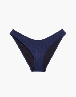 Madewell Second Wave Ribbed Curved-Waist Bikini Bottom -Madewell Sales NA723 BL8787 ld