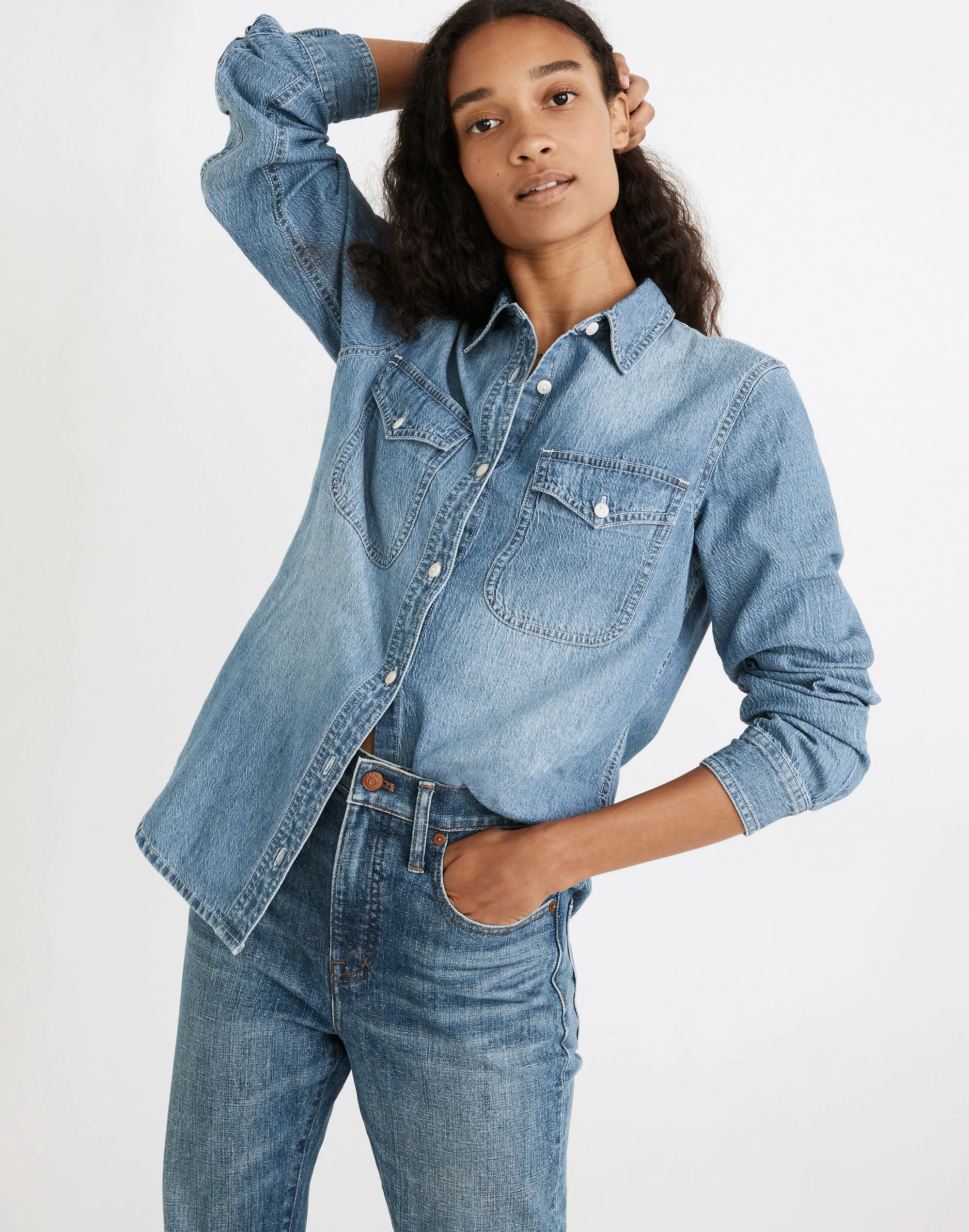 Madewell Denim Button-Up Shirt In Bluffton Wash 1 Madewell Denim Button-Up Shirt In Bluffton Wash