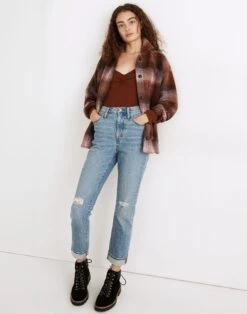 Madewell The High-Rise Slim Boyjean In Bilston Wash: Ripped Edition