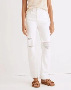 Madewell The Perfect Vintage Straight Jean In Tile White: Ripped-Knee Edition -Madewell Sales ND516 DM1626 d4
