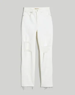 Madewell The Perfect Vintage Straight Jean In Tile White: Ripped-Knee Edition -Madewell Sales ND516 DM1626 ld