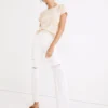 Madewell The Perfect Vintage Straight Jean In Tile White: Ripped-Knee Edition