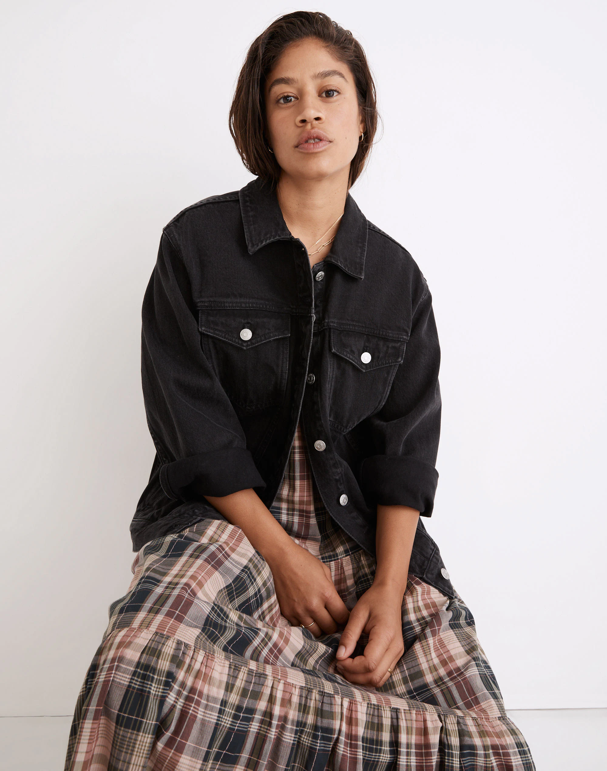Madewell The Oversized Trucker Jean Jacket In Washed Black 1 Madewell The Oversized Trucker Jean Jacket In Washed Black