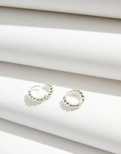 Madewell Delicate Collection Demi-Fine 14k Plated Puffed Huggie Hoop Earrings