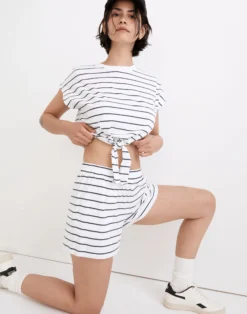 Madewell MWL Pull-On Seamed Shorts In Stripe