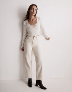 Madewell MWL Ribbed V-Neck Wrap Top -Madewell Sales NF355 NA5334 d5