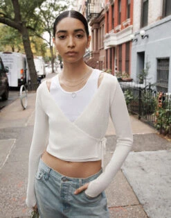 Madewell MWL Ribbed V-Neck Wrap Top -Madewell Sales NF355 NA5334 d6