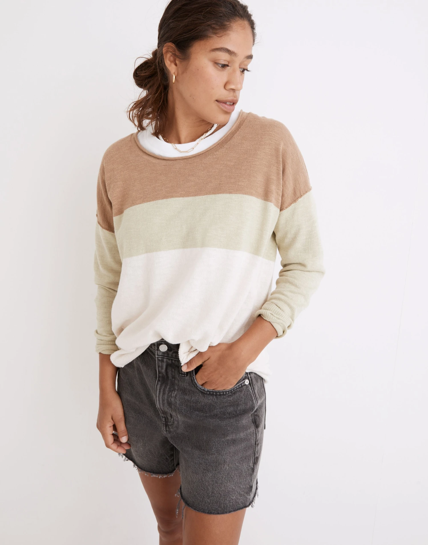 Madewell Palmdale Pullover Sweater In Colorblock Stripe 1 Madewell Palmdale Pullover Sweater In Colorblock Stripe