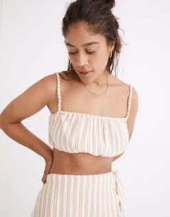 Madewell Lightestspun Cover-Up Bubble Crop Top In Stripe -Madewell Sales NF581 WY9142 d5