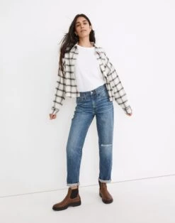 Madewell The Slouchy Boyjean In Standen Wash: Slit-Knee Edition