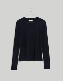 Madewell Fine Ribbed Crewneck Long-Sleeve Tee -Madewell Sales NG582 BK5229 ld