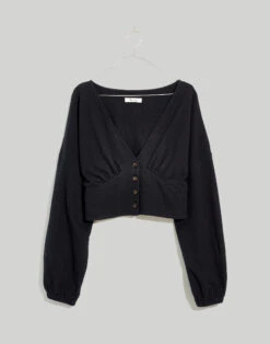 Madewell Deep-V Button-Front Crop Top
