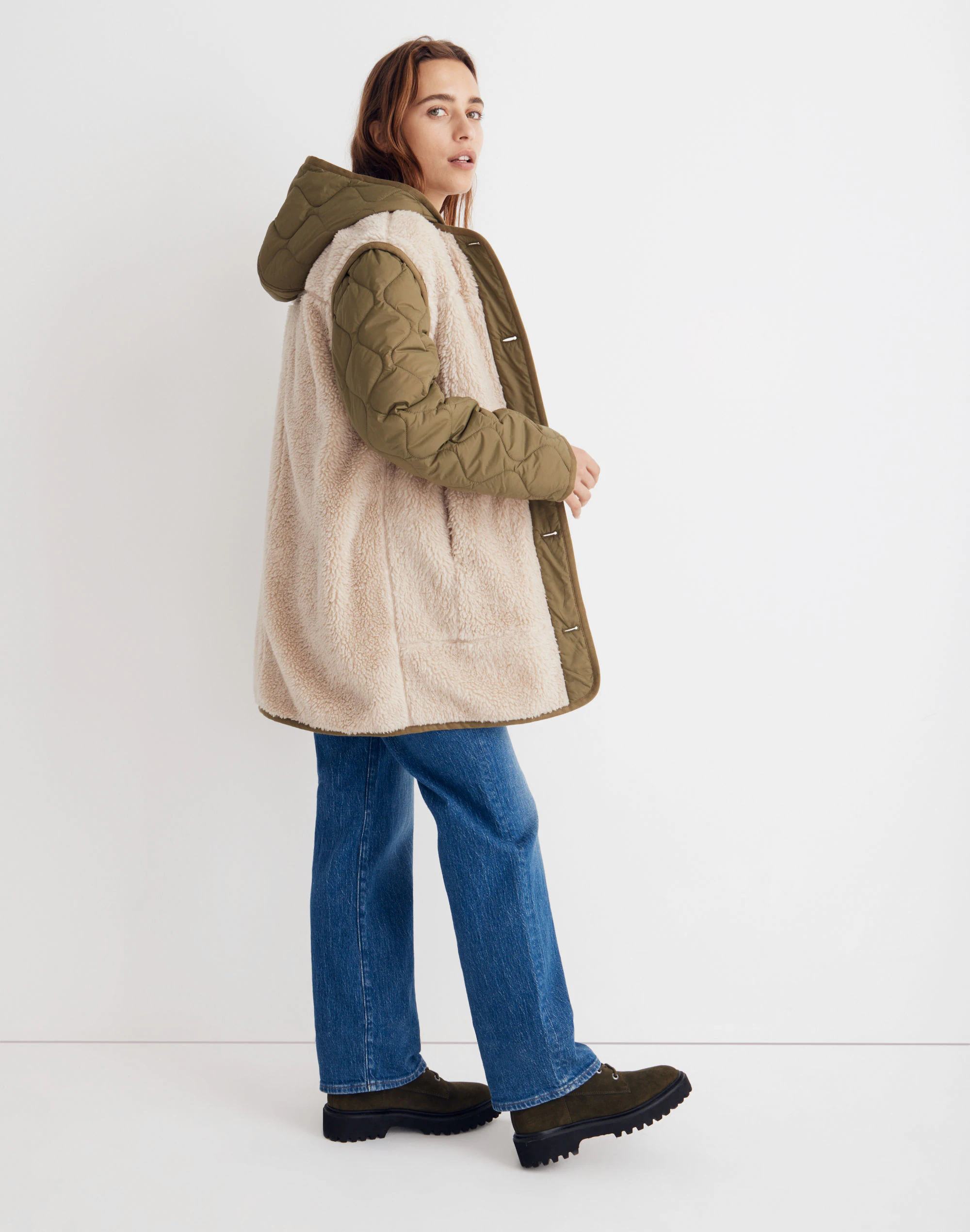 Madewell Convertible Quilted Faux-Shearling Jacket 2 Madewell Convertible Quilted Faux-Shearling Jacket - Image 2