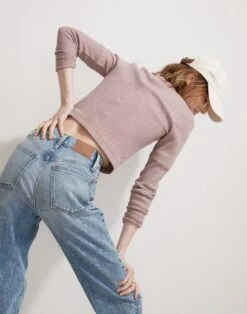 Madewell MWL Waffle Long-Sleeve Supercropped Tee -Madewell Sales NG987 PR5449 d2