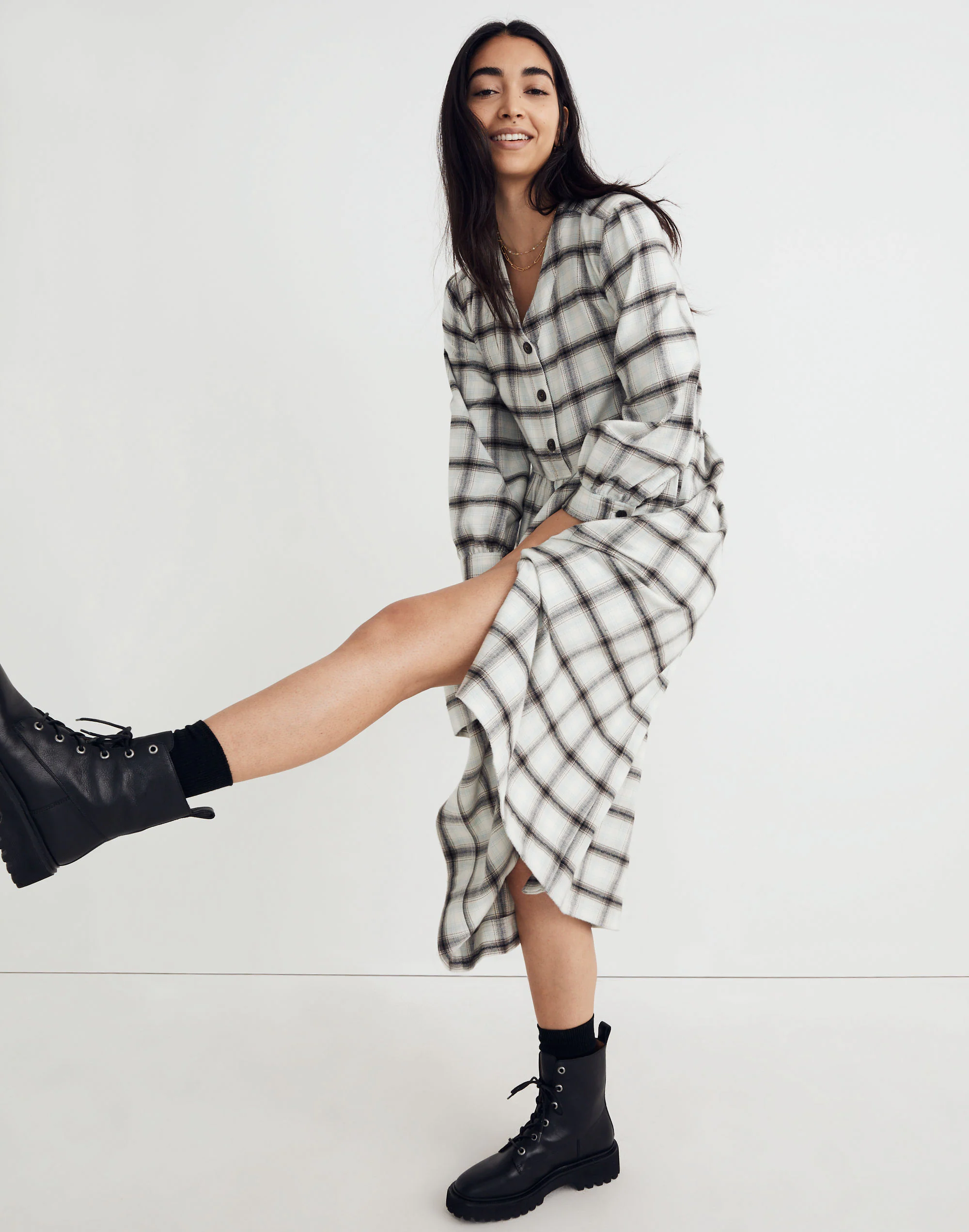 Madewell Flannel Button-Front Midi Dress 2 Madewell Flannel Button-Front Midi Dress - Image 2