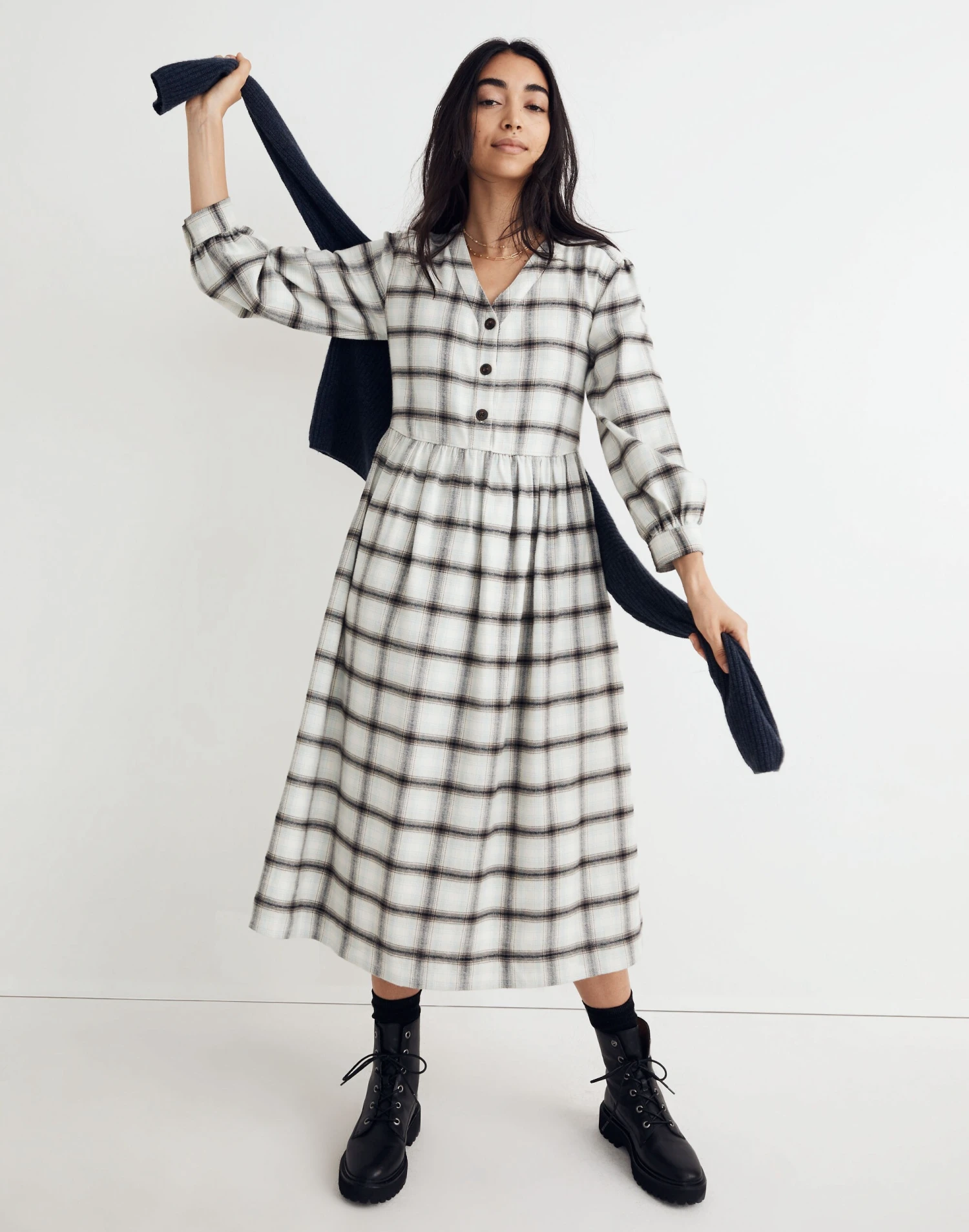 Madewell Flannel Button-Front Midi Dress 1 Madewell Flannel Button-Front Midi Dress