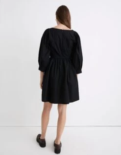 Madewell Poplin Puff-Sleeve Mini Dress -Madewell Sales NH073 BK5229 d2