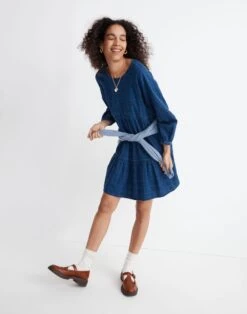 Madewell Windowpane Denim Mini Dress