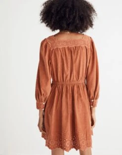 Madewell Embroidered Corduroy Square-Neck Mini Dress -Madewell Sales NH104 BR6949 d2