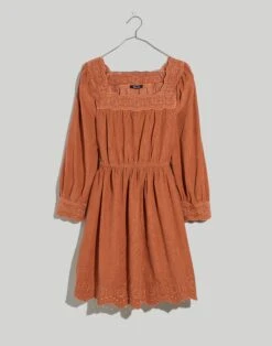 Madewell Embroidered Corduroy Square-Neck Mini Dress -Madewell Sales NH104 BR6949 ld