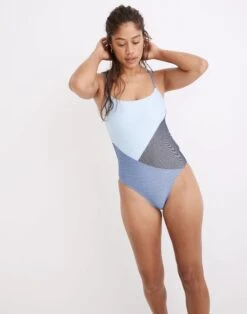 Madewell X Solid & Striped® Patchwork Denim Gabby One-Piece Swimsuit