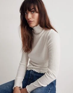 Madewell Ribbed Long-Sleeve Turtleneck Crop Top -Madewell Sales NI083 NA6817 d5