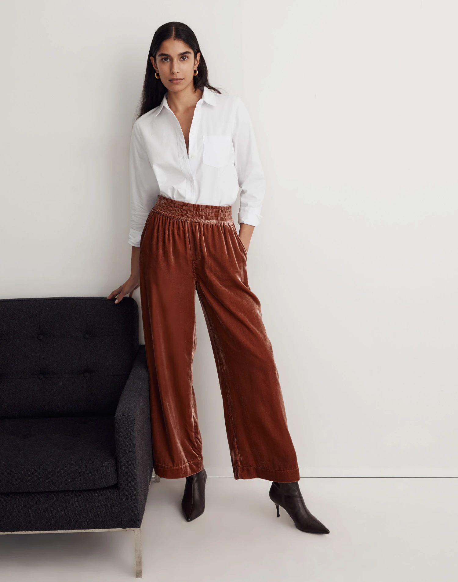 Madewell Silk-Blend Velvet Carley Wide-Leg Pants 4 Madewell Silk-Blend Velvet Carley Wide-Leg Pants - Image 4