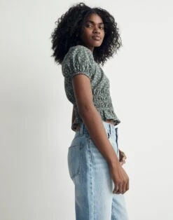 Madewell Poplin Puff-Sleeve Smocked Crop Top In Bitsy Bouquet -Madewell Sales NJ643 PP3853 d2