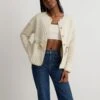Madewell Quilted Jacquard Snap-Front Collarless Jacket In Daisy Blooms