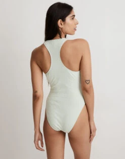 Madewell Ribbed Snap-Front One-Piece Swimsuit -Madewell Sales NJ860 GR8211 d2