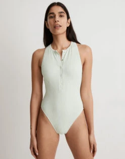 Madewell Ribbed Snap-Front One-Piece Swimsuit -Madewell Sales NJ860 GR8211 d5