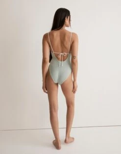 Madewell V-Neck Tie-Back One-Piece Swimsuit -Madewell Sales NJ917 KF5818 d2