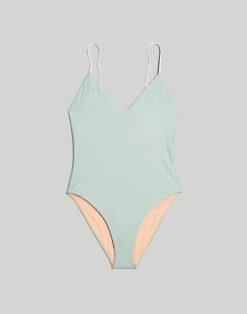 Madewell V-Neck Tie-Back One-Piece Swimsuit -Madewell Sales NJ917 KF5818 ld