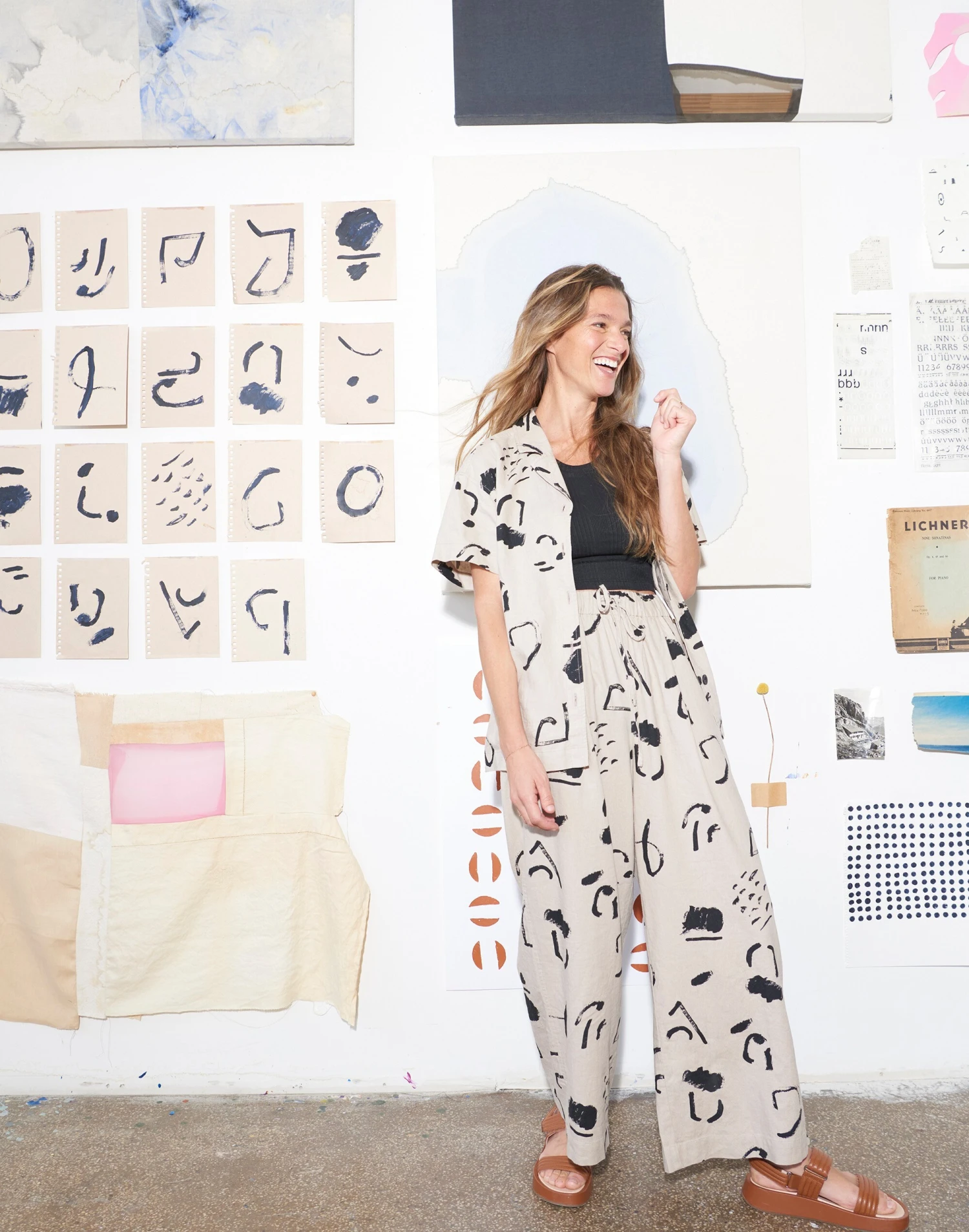 Madewell X Caroline Z Hurley Pull-On Wide-Leg Crop Pants In Abstract Alpha 5 Madewell X Caroline Z Hurley Pull-On Wide-Leg Crop Pants In Abstract Alpha - Image 5