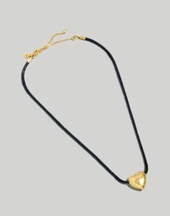 Madewell Puffy Heart Cord Choker Necklace -Madewell Sales NK577 ED0747 d1