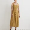 Madewell Button-Front Midi Dress In 100% Linen