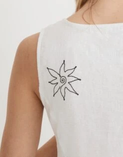 Madewell 100% Linen Embroidered Button-Front Midi Dress -Madewell Sales NL088 NA0054 d5