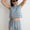 Madewell MWL Terry Crop Tank Top In Stripe