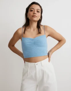 Madewell MWL Flex Sweetheart Crop Tank Top In Gingham -Madewell Sales NL308 KF6082 d5