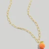 Madewell Orange Beaded Pendant Necklace