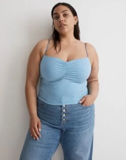 Madewell Plus MWL Flex Sweetheart Crop Tank Top In Gingham -Madewell Sales NL591 KF6082 d5
